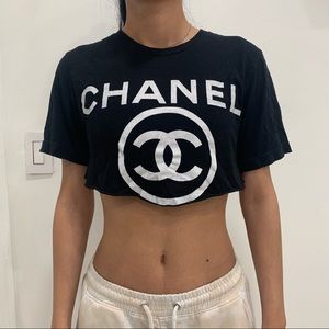 Chanel print crop top